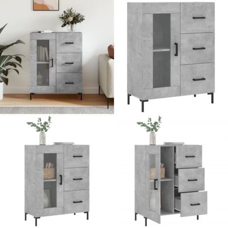 Credenza Grigio Cemento 69,5x34x90 cm in Legno Multistrato - Credenza grigio cemento - Credenza con cassetti