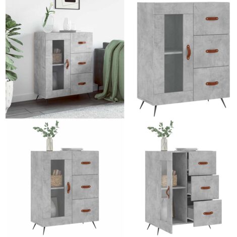 Credenza Grigio Cemento 69,5x34x90 cm in Legno Multistrato - Credenza grigio cemento - Credenza con cassetti
