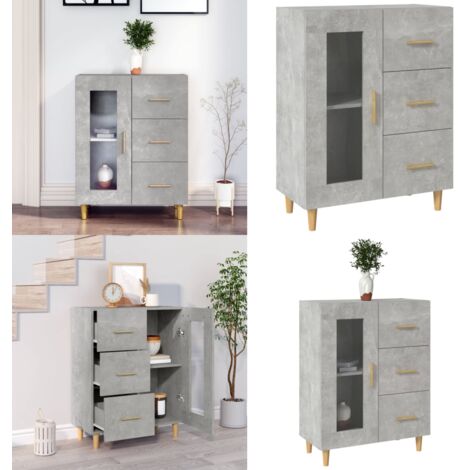 Credenza Grigio Cemento 69,5x34x90 cm in Legno Multistrato - Credenza grigio cemento - Credenza con cassetti