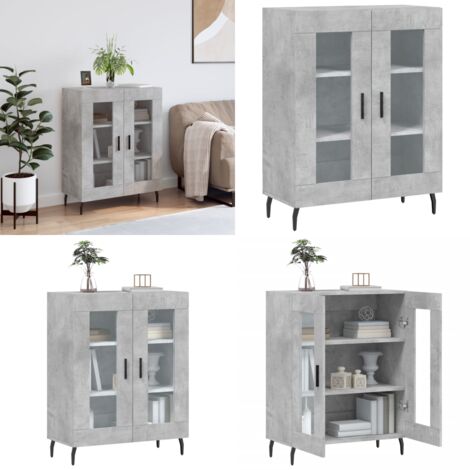 Credenza Grigio Cemento 69,5x34x90 cm in Legno Multistrato - Credenza in vetro - Credenza grigio cemento