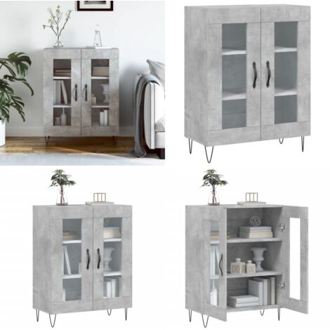 Credenza Grigio Cemento 69,5x34x90 cm in Legno Multistrato - Credenza in vetro - Credenza grigio cemento