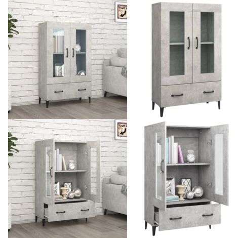 Credenza Grigio Cemento 70x31x115 cm in Legno Multistrato - Credenza grigio cemento - Credenza con ante e cassetto