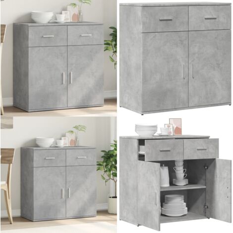 Credenza Grigio Cemento 79x38x80 cm in Legno Multistrato - Credenza grigio cemento - Credenza moderna