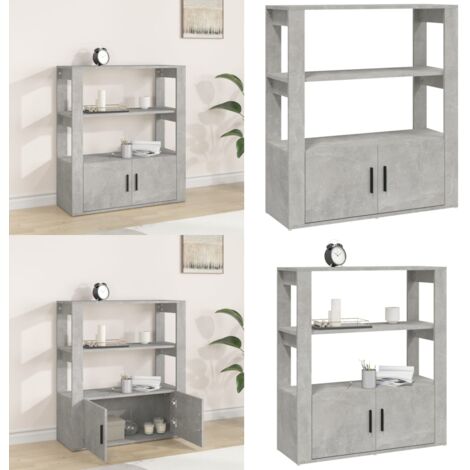 Credenza Grigio Cemento 80x30x90 cm in Legno Multistrato - Credenza grigio cemento - Credenza con ripiani