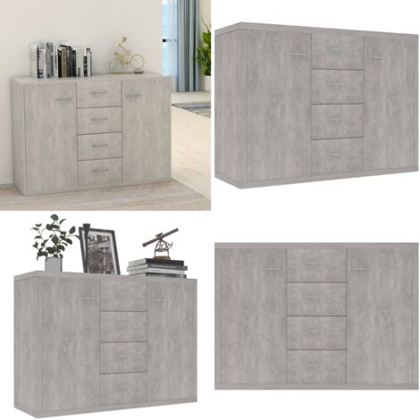 Credenza Grigio Cemento 88x30x65 cm in Legno Multistrato - Credenza grigio cemento - Credenza con cassetti