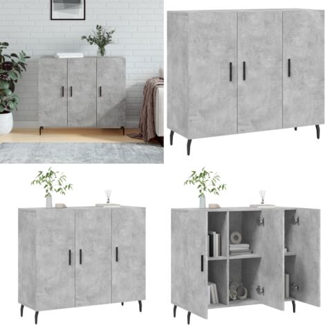 Credenza Grigio Cemento 90x34x80 cm in Legno Multistrato - Credenza moderna - Credenza grigia cemento
