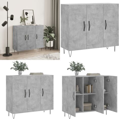 Credenza Grigio Cemento 90x34x80 cm in Legno Multistrato - Credenza moderna - Credenza grigia cemento