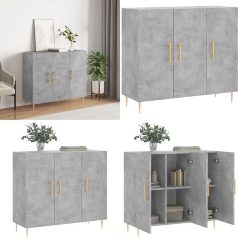 Credenza Grigio Cemento 90x34x80 cm in Legno Multistrato - Credenza moderna - Credenza grigia cemento