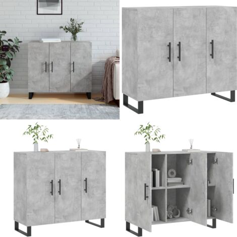 Credenza Grigio Cemento 90x34x80 cm in Legno Multistrato - Credenza moderna - Credenza grigia cemento