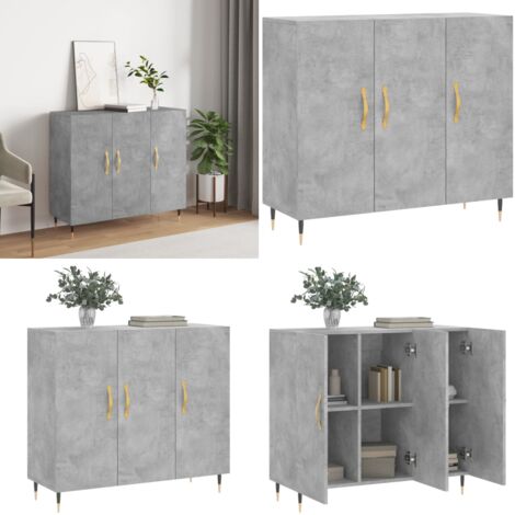Credenza Grigio Cemento 90x34x80 cm in Legno Multistrato - Credenza moderna - Credenza grigia cemento