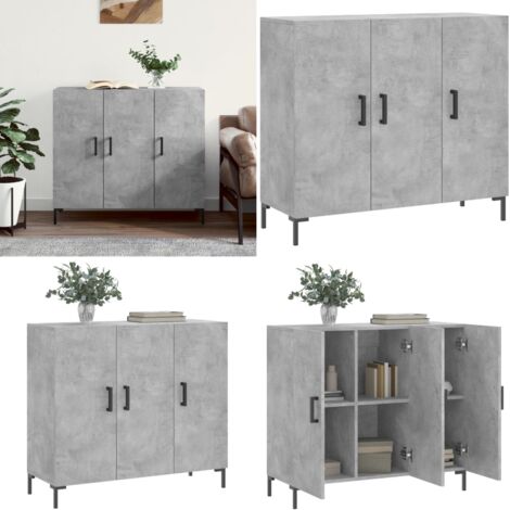 Credenza Grigio Cemento 90x34x80 cm in Legno Multistrato - Credenza moderna - Credenza grigia cemento
