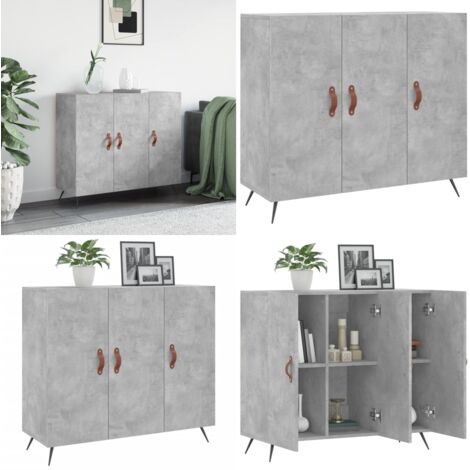 Credenza Grigio Cemento 90x34x80 cm in Legno Multistrato - Credenza moderna - Credenza grigia cemento