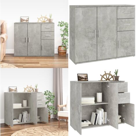 Credenza Grigio Cemento 91x29,5x75 cm in Legno Multistrato - Credenza grigio cemento - Credenza moderna