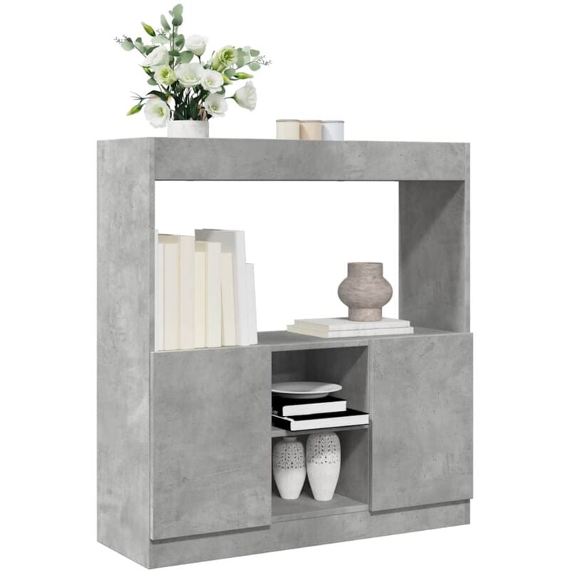 Credenza Grigio Cemento 92x33x100 cm in Legno Multistrato