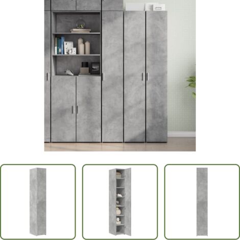 Credenza grigio cemento -  Credenza Grigio Cemento 30x42,5x185 cm in Legno Ingegnerizzato