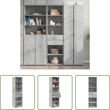 Credenza grigio cemento -  Credenza Grigio Cemento 50x42,5x185 cm in Legno Multistrato