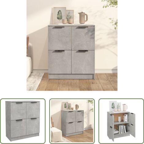 Credenza grigio cemento -  Credenza Grigio Cemento 60x30x70 cm in Legno Multistrato