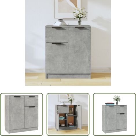 Credenza grigio cemento -  Credenza Grigio Cemento 60x30x70 cm in Legno Multistrato