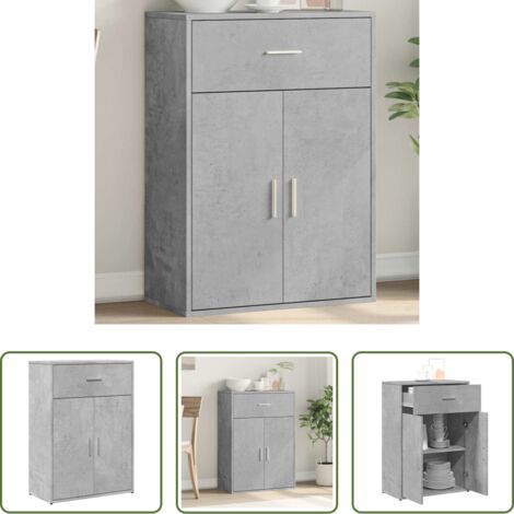 Credenza grigio cemento -  Credenza Grigio Cemento 60x30x84 cm in Legno Multistrato