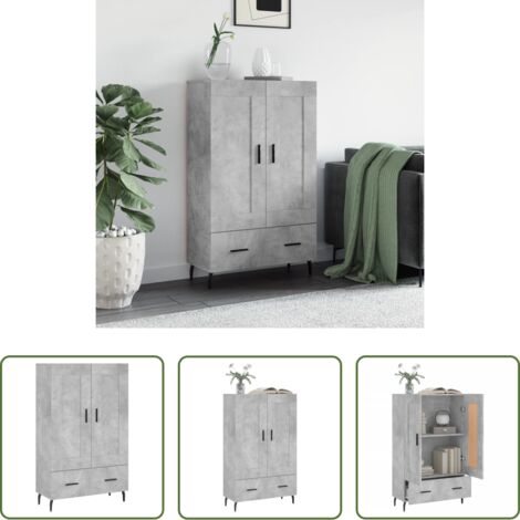Credenza grigio cemento -  Credenza Grigio Cemento 69,5x31x115 cm in Legno Multistrato