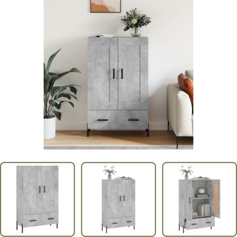 Credenza grigio cemento -  Credenza Grigio Cemento 69,5x31x115 cm in Legno Multistrato