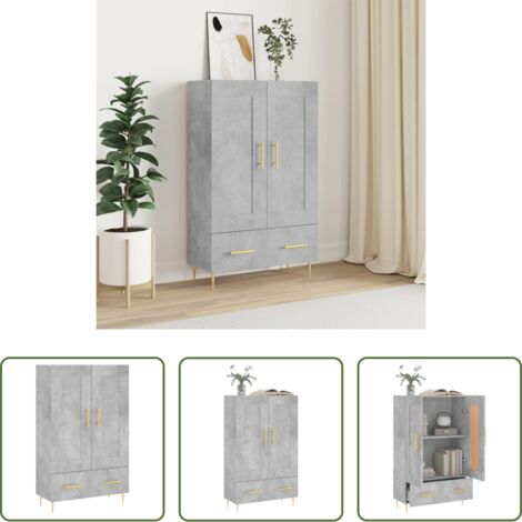 Credenza grigio cemento -  Credenza Grigio Cemento 69,5x31x115 cm in Legno Multistrato