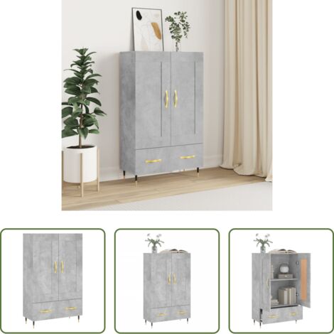 Credenza grigio cemento -  Credenza Grigio Cemento 69,5x31x115 cm in Legno Multistrato