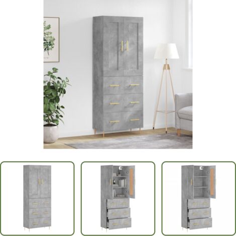 Credenza grigio cemento -  Credenza Grigio Cemento 69,5x34x180 cm in Legno Multistrato
