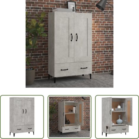 Credenza grigio cemento -  Credenza Grigio Cemento 70x31x115 cm in Legno Multistrato