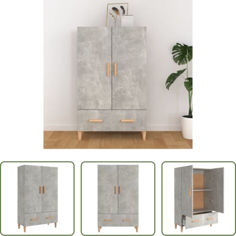 Credenza grigio cemento -  Credenza Grigio Cemento 70x31x115 cm in Legno Multistrato