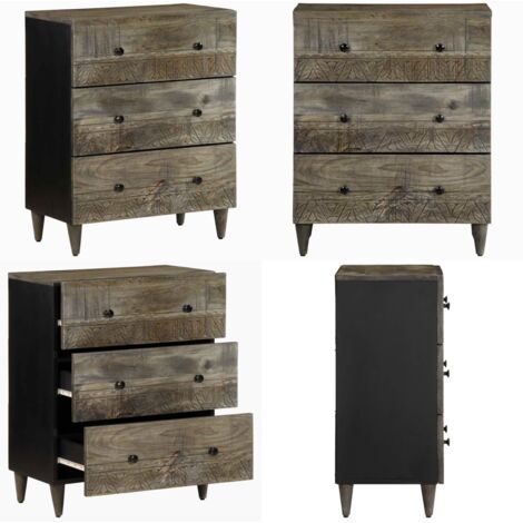 Credenza Grigio Chiaro 60x33,5x75 cm in Legno Massello di Mango - Credenza in mango - Credenza grigia