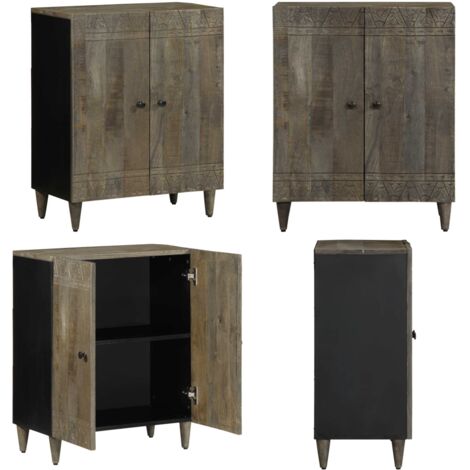 Credenza Grigio Chiaro 60x33,5x75 cm in Legno Massello di Mango - Credenza in mango - Credenza grigia