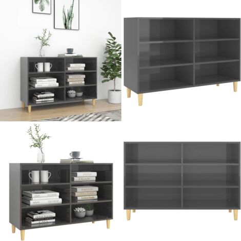 Credenza Grigio Lucido 103,5x35x70 cm in Legno Multistrato - Credenza scandinava - Credenza grigia lucida