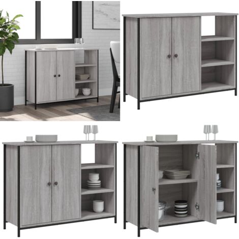 Credenza Grigio Sonoma 100x33x75 cm in Legno Multistrato - Credenza grigio sonoma - Credenza multistrato