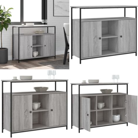 Credenza Grigio Sonoma 100x35x80 cm in Legno Multistrato - Credenza grigio sonoma - Credenza multistrato