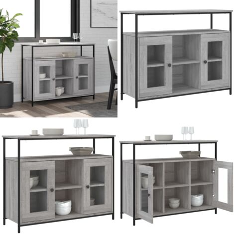Credenza Grigio Sonoma 100x35x80 cm in Legno Multistrato - Credenza grigio sonoma - Credenza multistrato