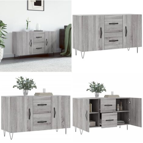 Credenza Grigio Sonoma 100x36x60 cm in Legno Multistrato - Credenza moderna - Credenza grigio sonoma