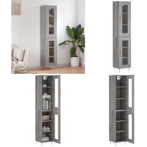 Credenza Grigio Sonoma 34,5x34x180 cm in Legno Multistrato - Credenza grigia - Credenza moderna