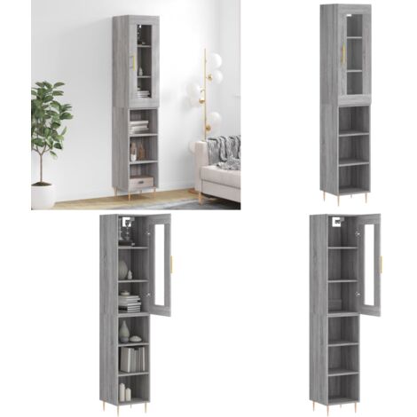 Credenza Grigio Sonoma 34,5x34x180 cm in Legno Multistrato - Credenza grigio sonoma - Credenza moderna