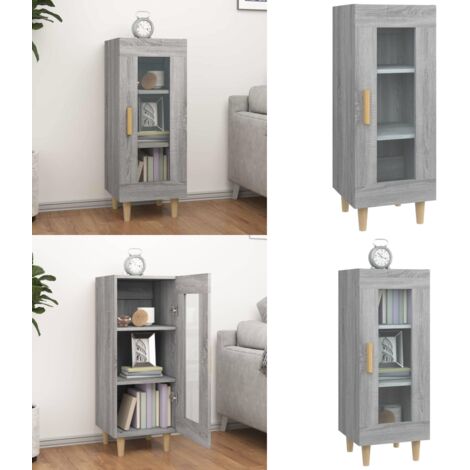 Credenza Grigio Sonoma 34,5x34x90 cm in Legno Multistrato - Credenza grigio sonoma - Credenza con ante in vetro