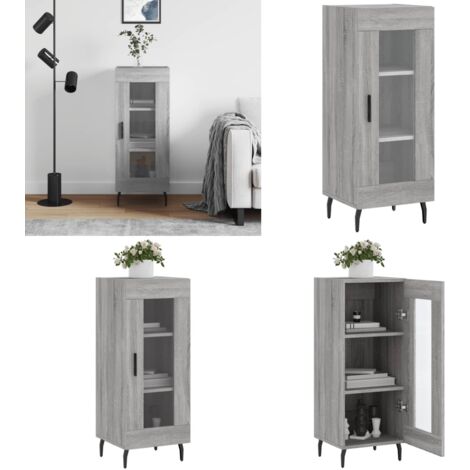 Credenza Grigio Sonoma 34,5x34x90 cm in Legno Multistrato - Credenza grigio sonoma - Credenza con ante in vetro