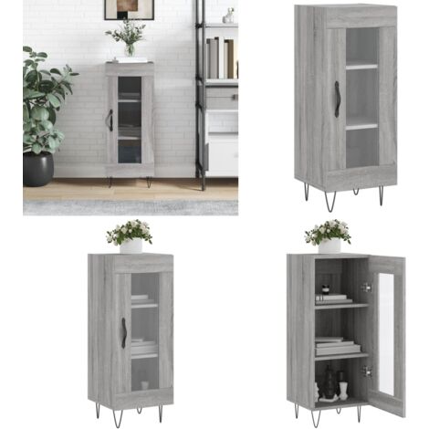 Credenza Grigio Sonoma 34,5x34x90 cm in Legno Multistrato - Credenza grigio sonoma - Credenza con ante in vetro