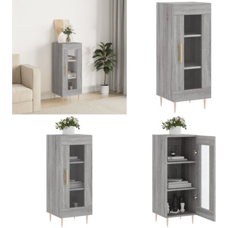 Credenza Grigio Sonoma 34,5x34x90 cm in Legno Multistrato - Credenza grigio sonoma - Credenza con ante in vetro