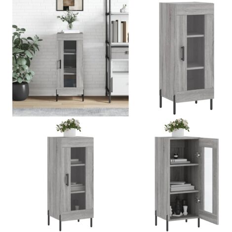 Credenza Grigio Sonoma 34,5x34x90 cm in Legno Multistrato - Credenza grigio sonoma - Credenza con ante in vetro