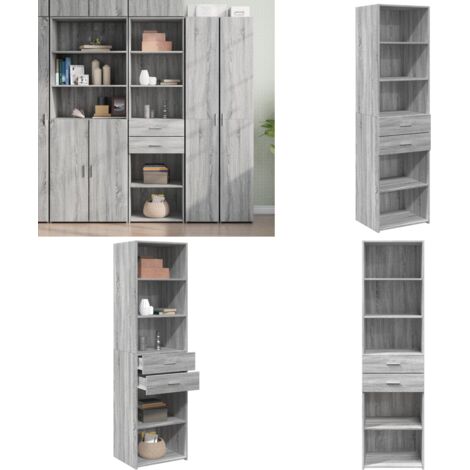 Credenza Grigio Sonoma 50x42,5x185 cm in Legno Multistrato - Credenza grigio sonoma - Credenza moderna
