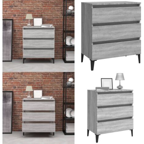 Credenza Grigio Sonoma 60x35x69 cm in Legno Multistrato - Credenza grigia - Credenza con cassetti