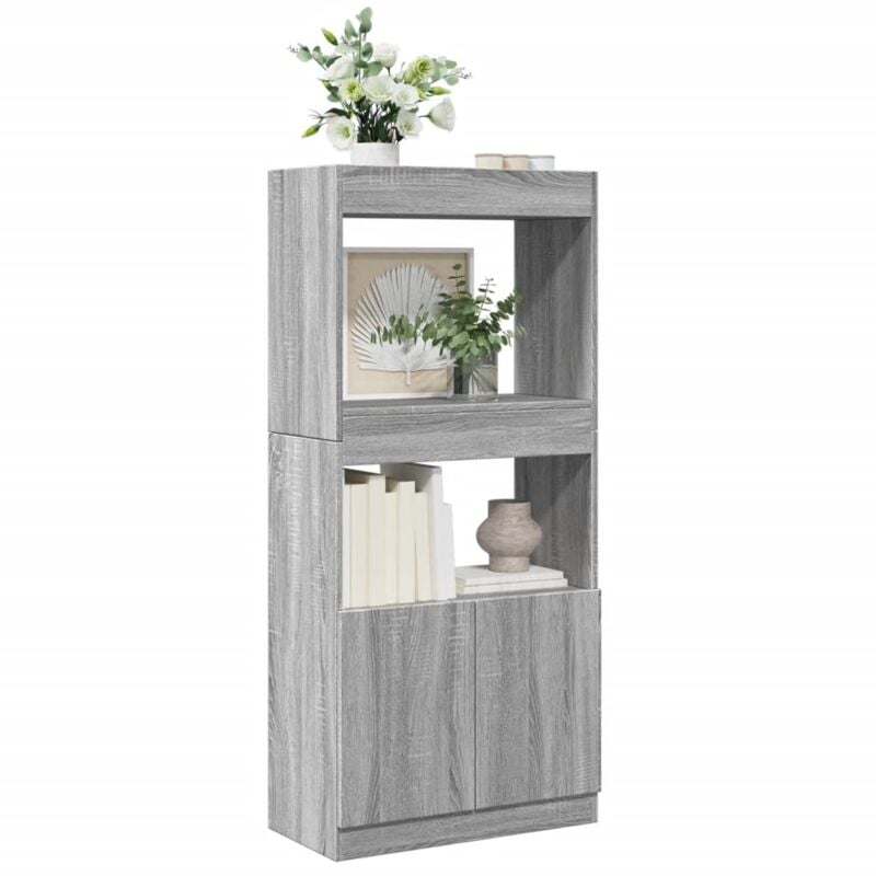 Credenza Grigio Sonoma 63x33x140 cm in Truciolato