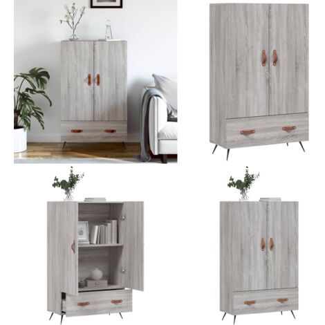 Credenza Grigio Sonoma 69,5x31x115 cm in Legno Multistrato - Credenza in legno - Credenza grigia
