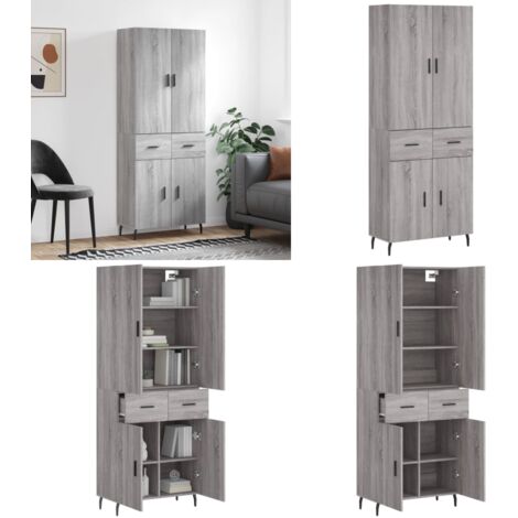 Credenza Grigio Sonoma 69,5x34x180 cm in Legno Multistrato - Credenza grigio sonoma - Credenza moderna