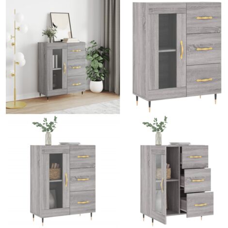 Credenza Grigio Sonoma 69,5x34x90 cm in Legno Multistrato - Credenza grigia - Credenza moderna